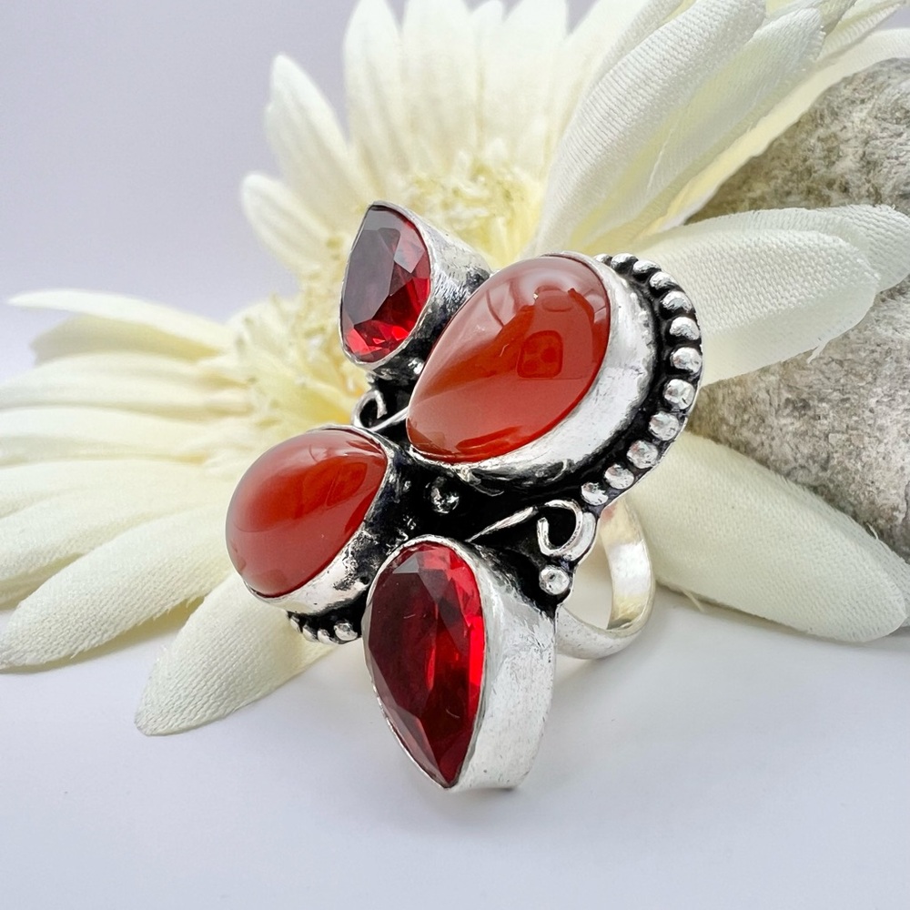 CARNELIAN/GARNET RING - Picture 7 of 11